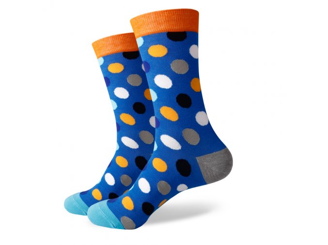 Modré ponožky - veľké farebné bodky