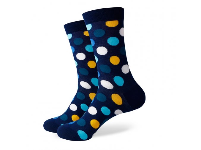 Tmavo-modré ponožky - veľké farebné bodky