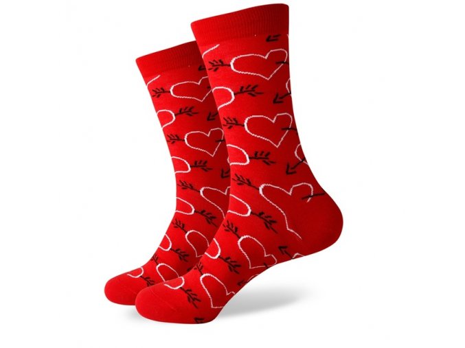 Červené ponožky - srdce