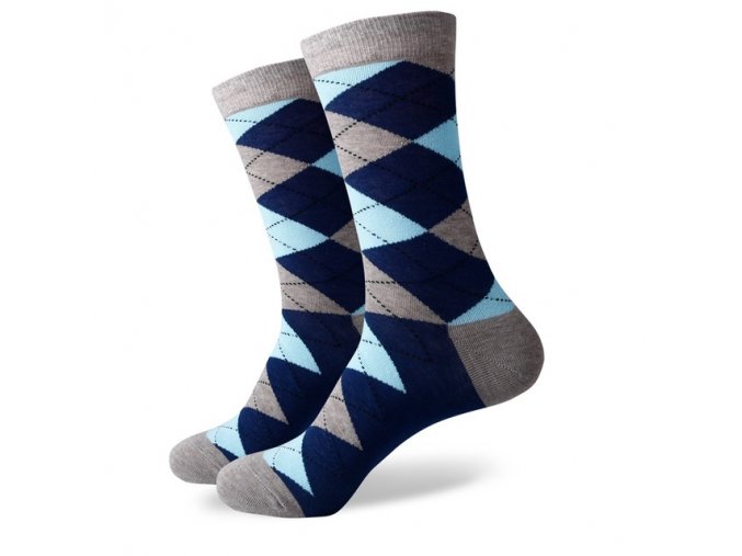 Šedo-modré ponožky - kárované