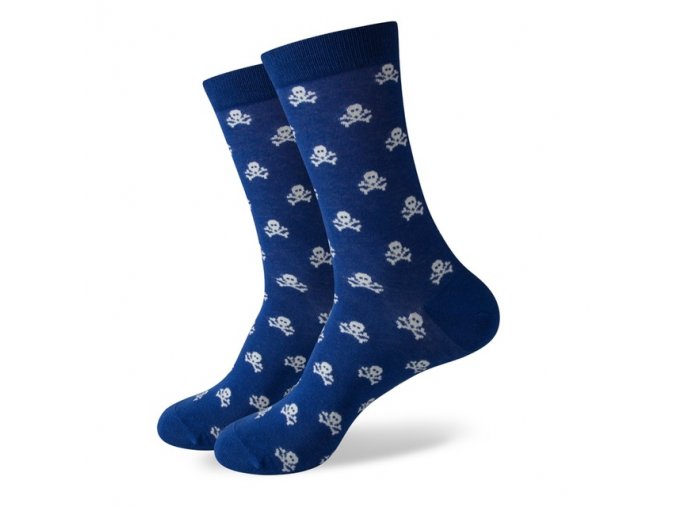 Modré ponožky - malé biele lebky