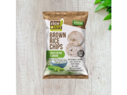 RICE UP gluténmentes hagymás – tejfölös barna rizs chips 60g