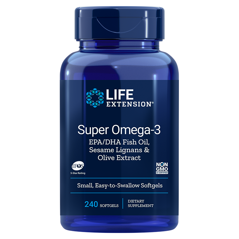 Super Omega-3 EPA/DHA rybí olej, sezamové lignany a olivový extrakt, 240 gelových kapslí