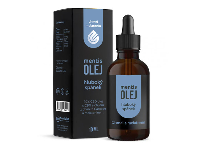 Mentis 20% CBD olej pro hluboký spánek s chmelem a melatoninem
