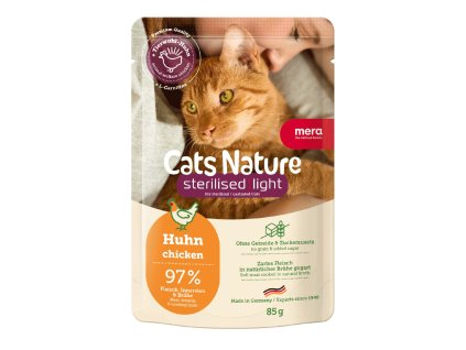 mäsová kapsička s kuracím mäsom pre kastrované a sterilizované mačky, bez obilnín a pridaného cukru