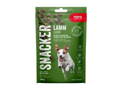 mäkké maškrty pre psov s jahňacím mäsom mera snacker