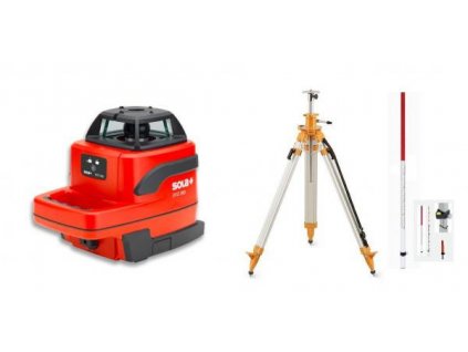 Rotačný laser Sola EVO 360 Professional - červený lúč + statív s kľukou a flexi lata