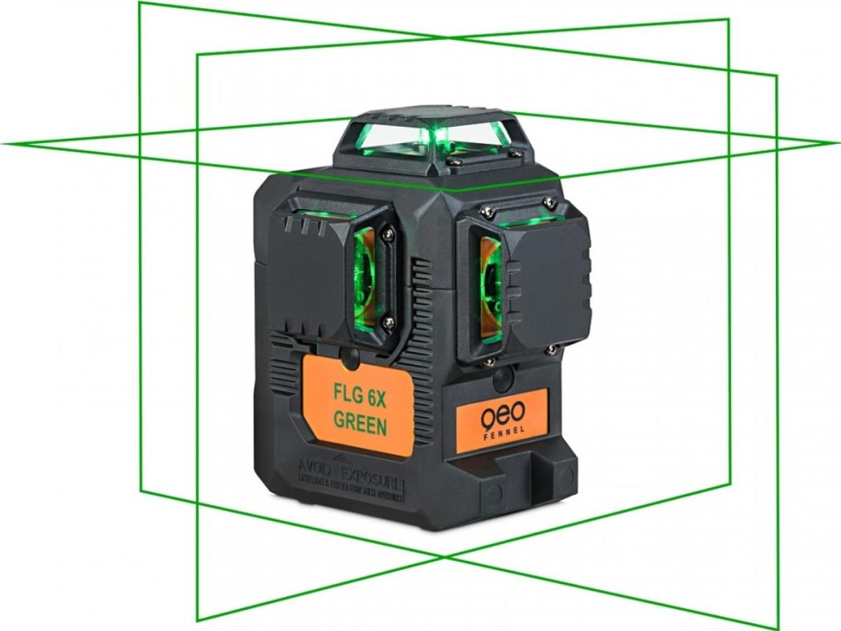 Krížový laser GeoFennel FLG 6X-GREEN - šesť krížov na všetkých stenách