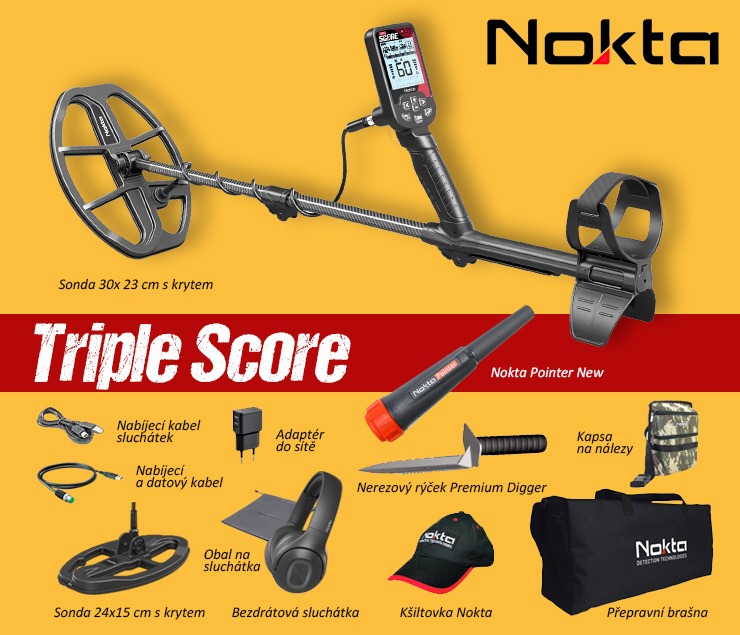 Detektor kovov Nokta TRIPLE SCORE PRO PACK