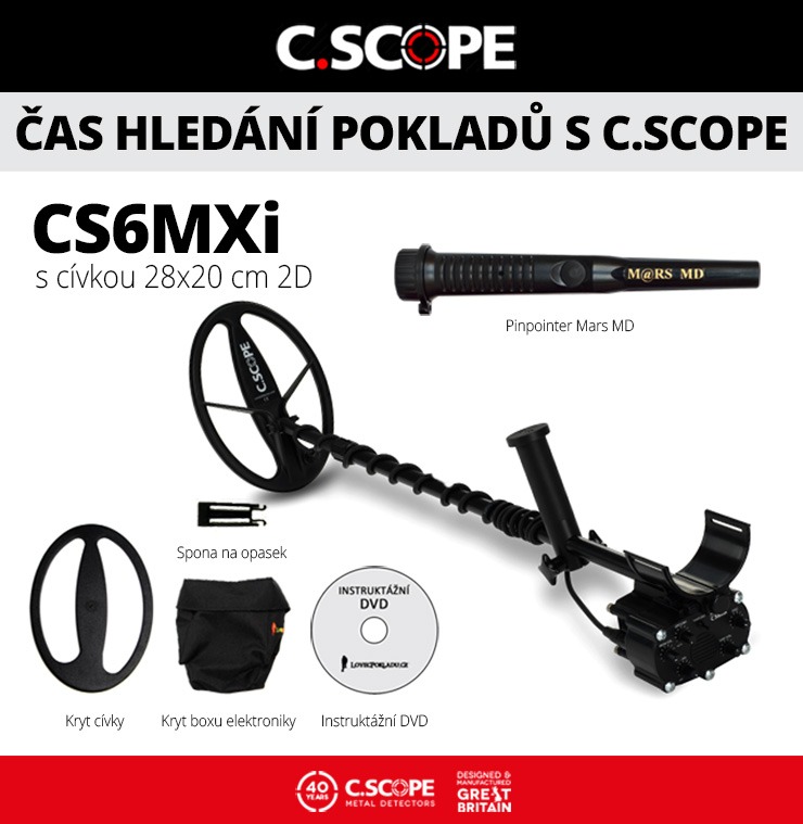 Detektor kovov C.Scope CS6MXi pinpointer set