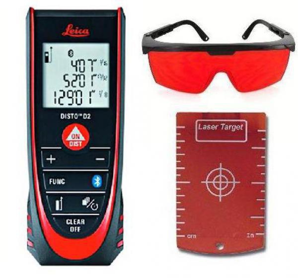 Laserový diaľkomer Leica Disto D2 BT + okuliare a terčík
