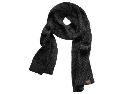 Pánská černá šála s koženým štítkem