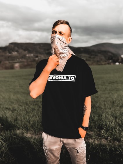 VOHULTO Tričko Oversize - Acid Wash Black