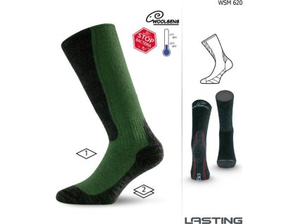 Lasting merino ponožky WSM zelené