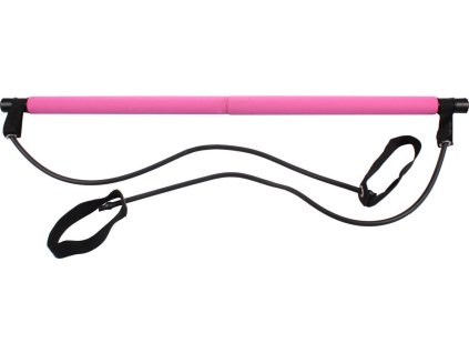 Pilates Sticks posilovací tyč s gumou růžová