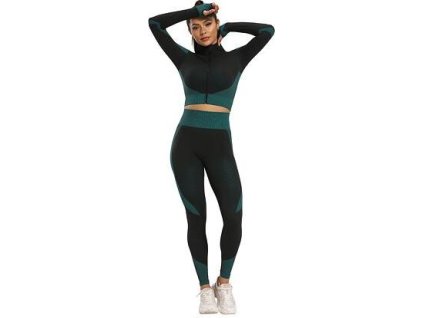 Yoga Sense fitness set dámský zelená tm.