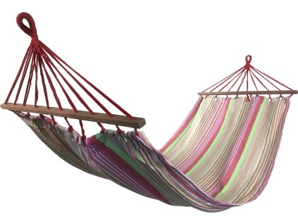 Houpací síť SEDCO - PolyCotton 200x90 cm růžová/zelená 15036-8