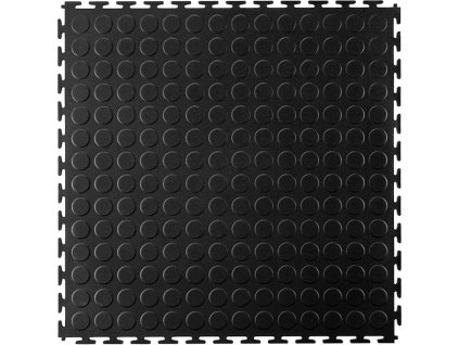 PVC podlaha do garáží, skladů, hal ,tělocvičen ECO - T LOCK - COIN - 498x498x6,5 mm Černá POD02-CR