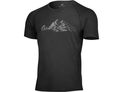 Lasting pánské merino triko s tiskem HILL černé (Obleceni LASTING pánské L)