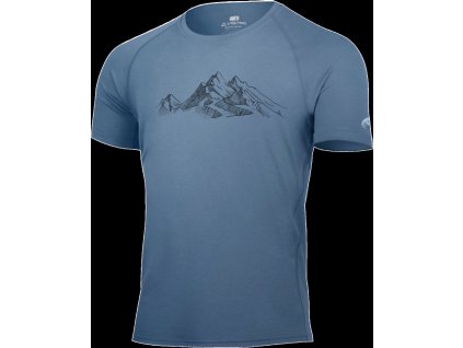 Lasting pánské merino triko s tiskem HILL modré (Obleceni LASTING pánské 3XL)