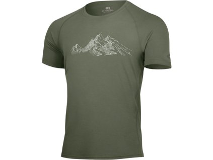 Lasting pánské merino triko s tiskem HILL zelené (Obleceni LASTING pánské S)
