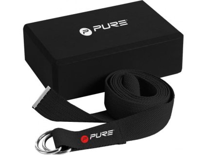 Kostka YOGA + Popruh YOGA - Pure2Improve YOGA SET černá 200650