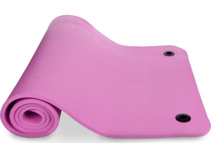 Karimatka na cvičení NBR YOGA MAT 185x80x1 cm s otvory na zavěšení růžová BSM04-4RU