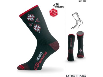 Merino lyžařské ponožky Lasting SCK černé AKCE  + Klíčenka dárek