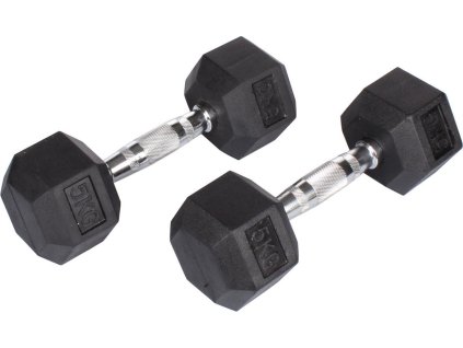 Hex Rubber Dumbbell činka 1 pár (Hmotnost 5 kg)