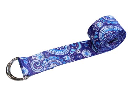 Jóga pás 183 cm – barevný stylový cvičební popruh modrý