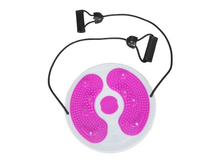 Rotační podložka s magnety a posilovací gumou – rotana na cvičení růžová