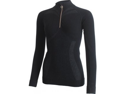 MAZALA womens merino seamless long sleeve shirt 1/4 zip (Velikost XS)