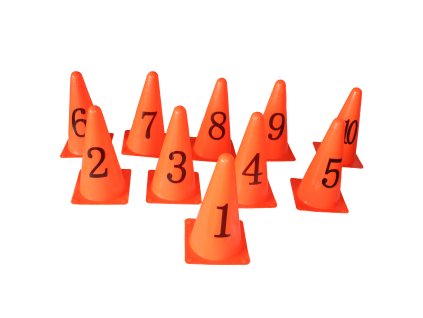 Tréninkové kužely s čísly 1–10 – sada 10 ks kužely pro sportovní trénink