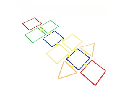 Agility tvary – spojovací sada čtverce a trojúhelníky (20 dílů + klipy)