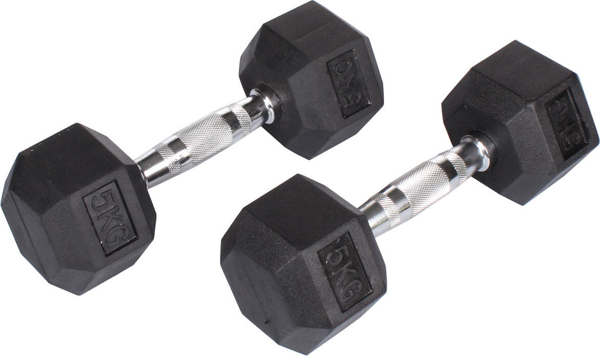 Merco Hex Rubber Dumbbell činka 1 pár Hmotnost: 20 kg