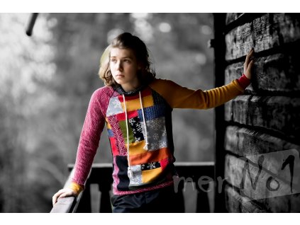 Mikina merino patchwork 1