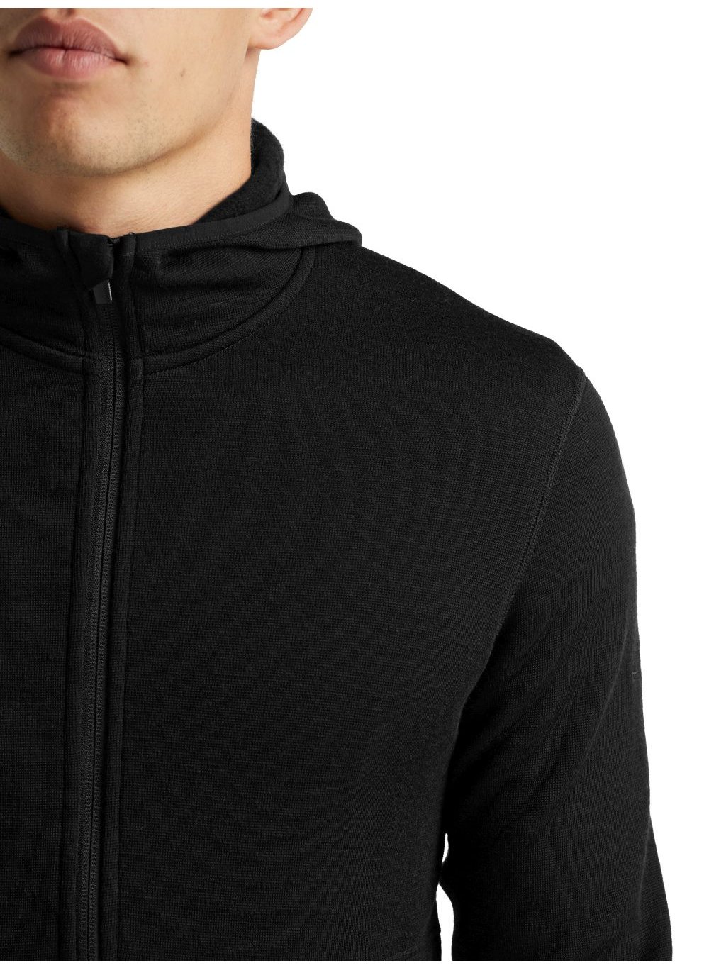 ICEBREAKER Mens Elemental LS Zip Hood, Black 104490