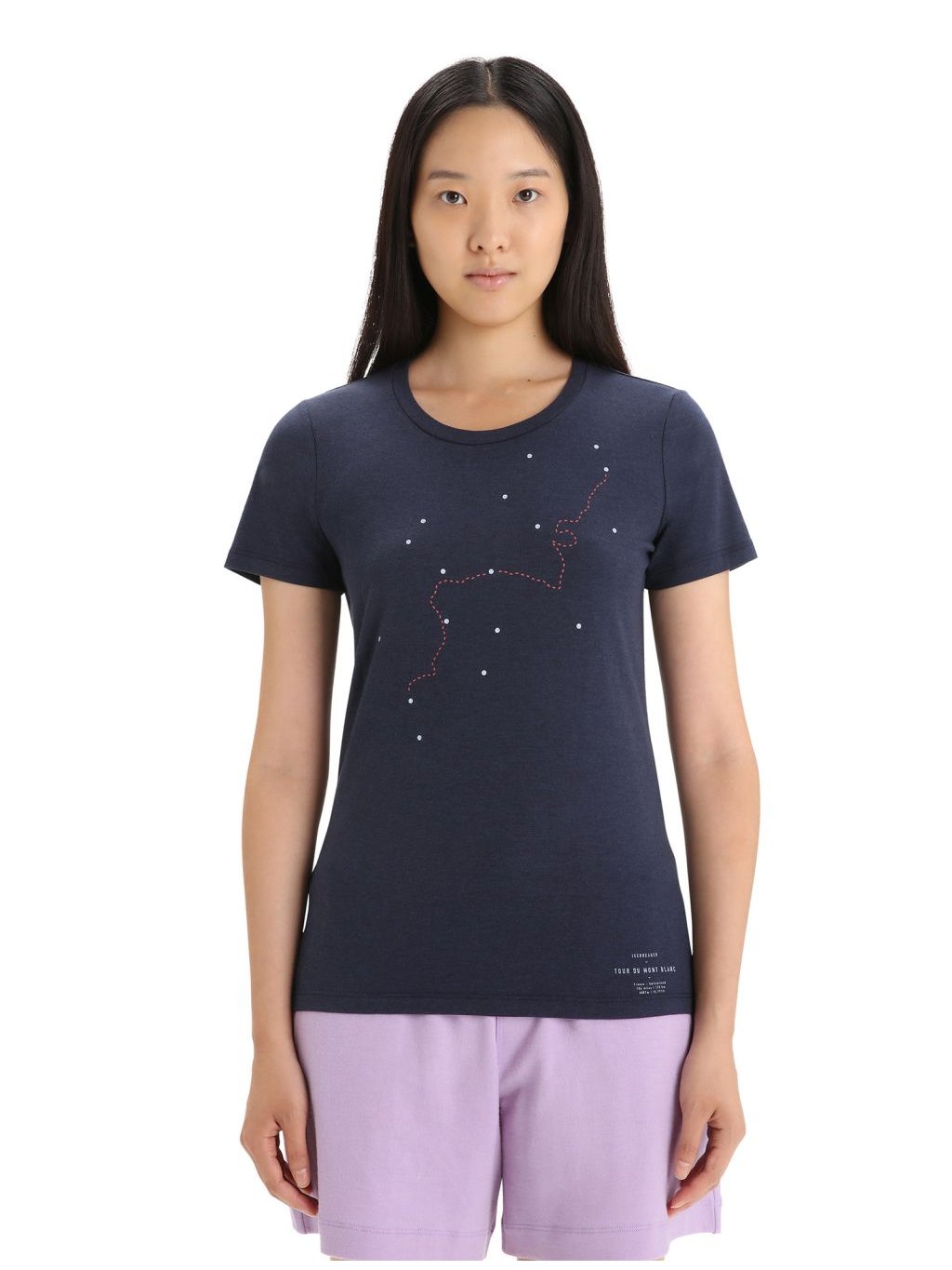 ICEBREAKER Wmns Central Classic SS Tee Tour du Mont Blanc, Midnight Navy_2
