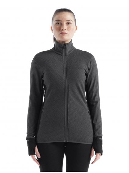 ICEBREAKER Wmns Descender LS Zip, Jet Heather/Black (velikost XS)