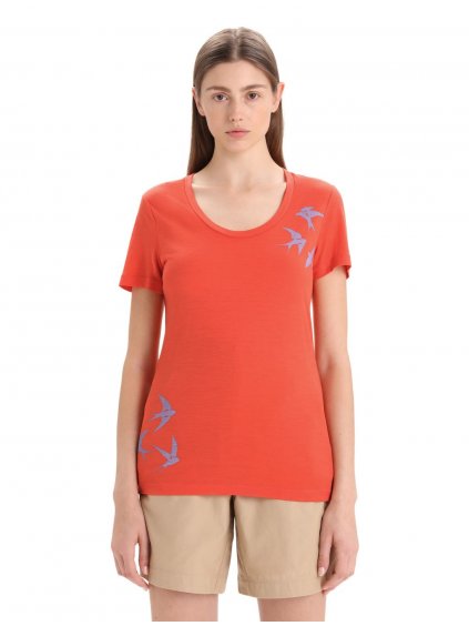 ICEBREAKER Wmns Tech Lite II SS Scoop Tee Swarming Shapes, Vibrant Earth_2