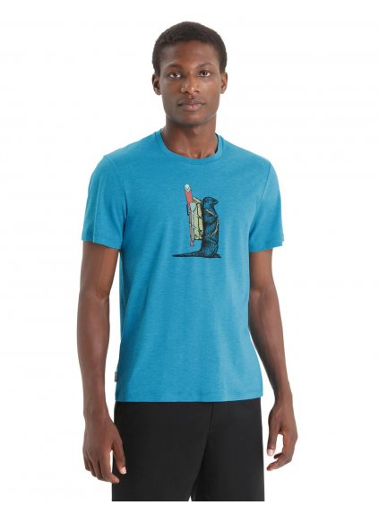 ICEBREAKER Mens Central Classic SS Tee Otter Paddle, Geo Blue_2