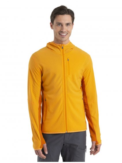 ICEBREAKER Mens Descender LS Zip Hood, Solar/Earth