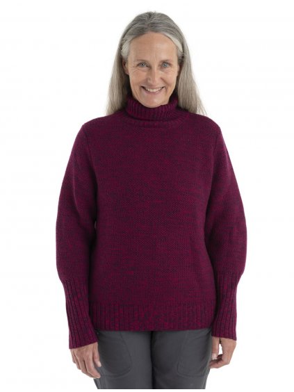 ICEBREAKER Wmns Seevista Funnel Neck Sweater, Nightshade/Electron Pink_4