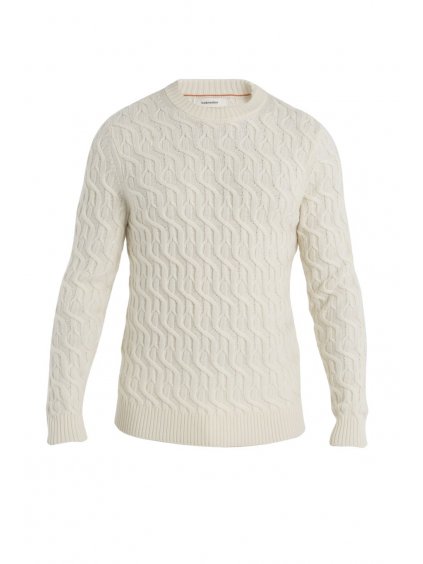 ICEBREAKER Mens Mer Cable Knit Crewe Sweater, Undyed