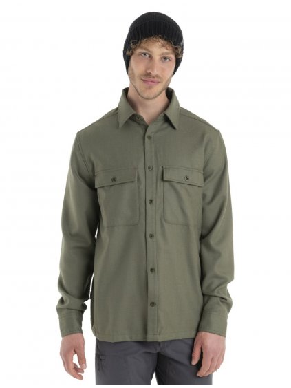 ICEBREAKER Mens Mer 200 Dawnder LS Flannel Shirt, Loden_3