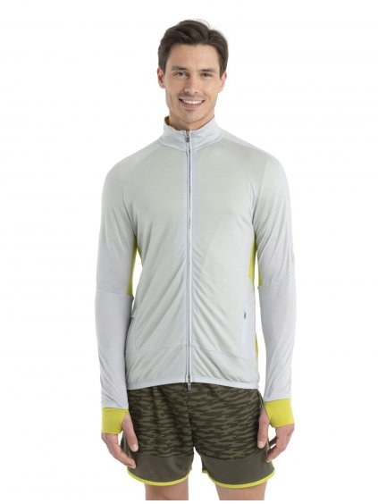 ICEBREAKER Mens ZoneKnit LS Zip, Ether/Bio Lime_3