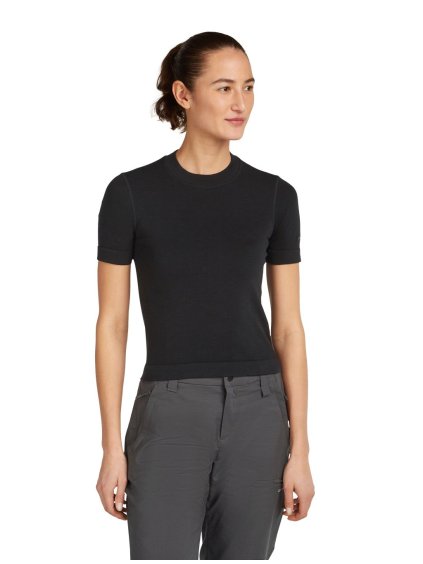 SS25 BM W Women Merino Blend 260 Seamless Rib SS Mock Neck 0A57CC001 01 01
