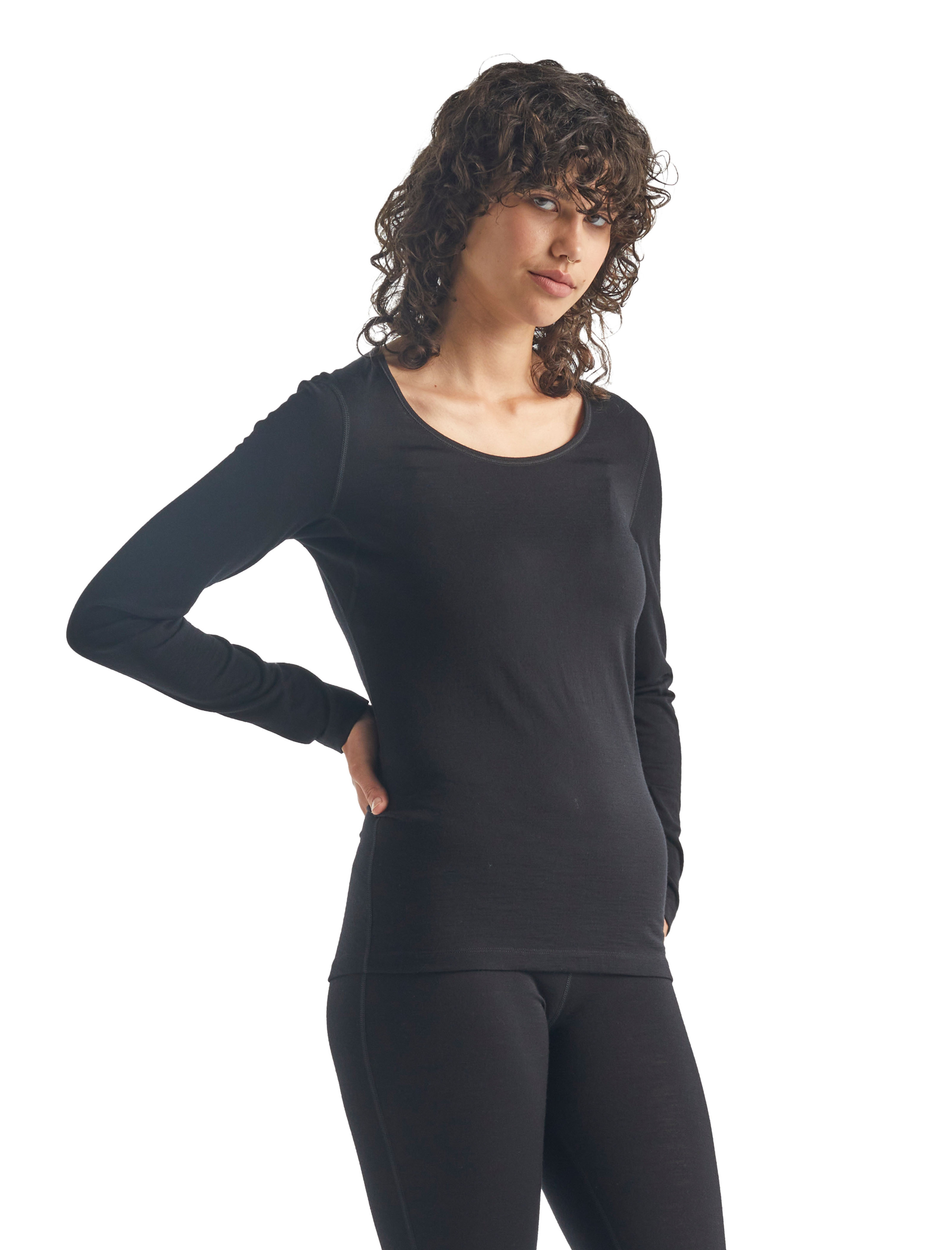 Dámské triko ICEBREAKER Wmns 200 Oasis LS Scoop, Black velikost: L