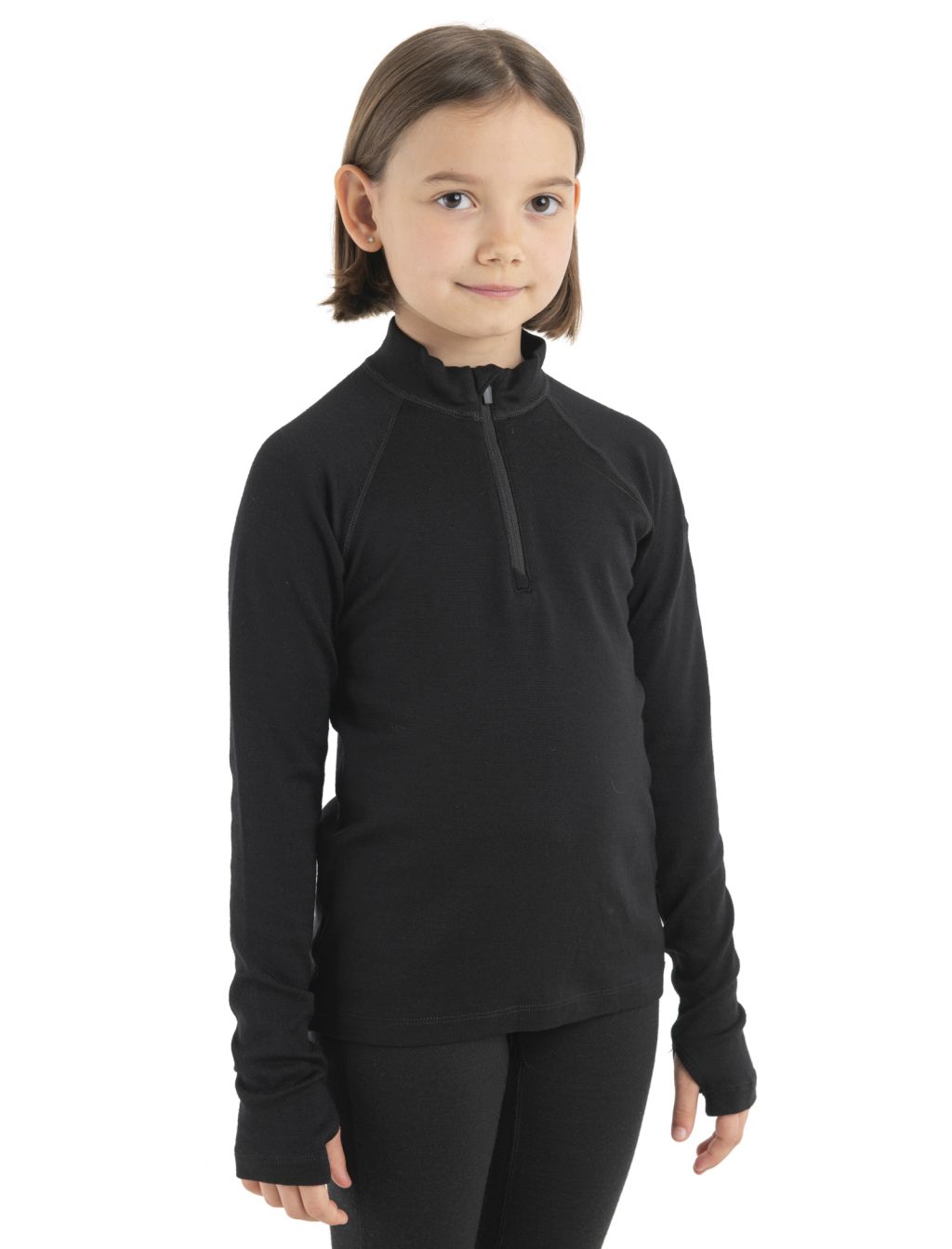 Dětské triko ICEBREAKER Kids 260 Tech LS Half Zip, Black velikost: 2