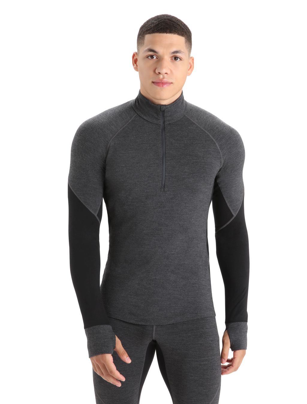 Pánské triko ICEBREAKER Mens 260 Zone LS Half Zip, Jet Heather/Black velikost: XXL